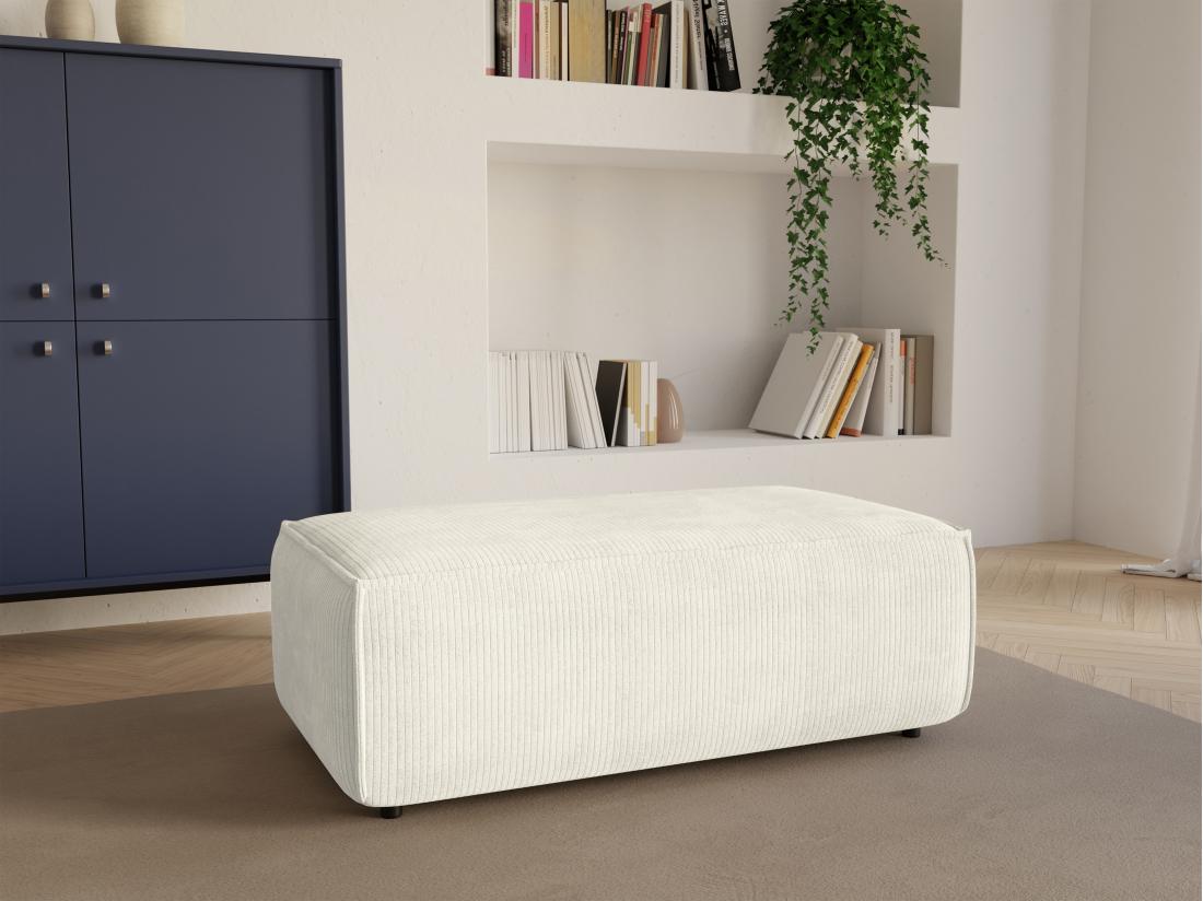 vente unique Pouf en velours côtelé blanc AMELIA