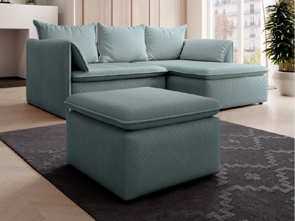vente unique Pouf en velours côtelé bleu TEODORA