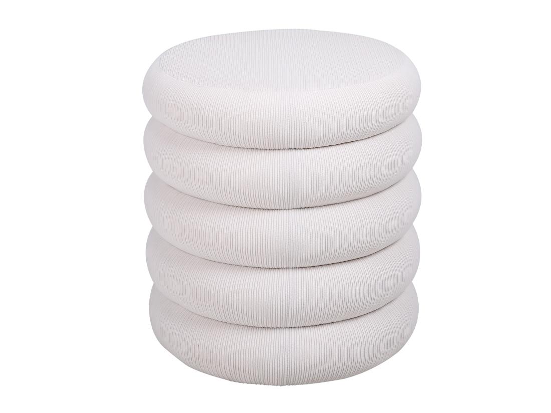 Vente Unique Pouf En Velours Côtelé Crème ECAMBI