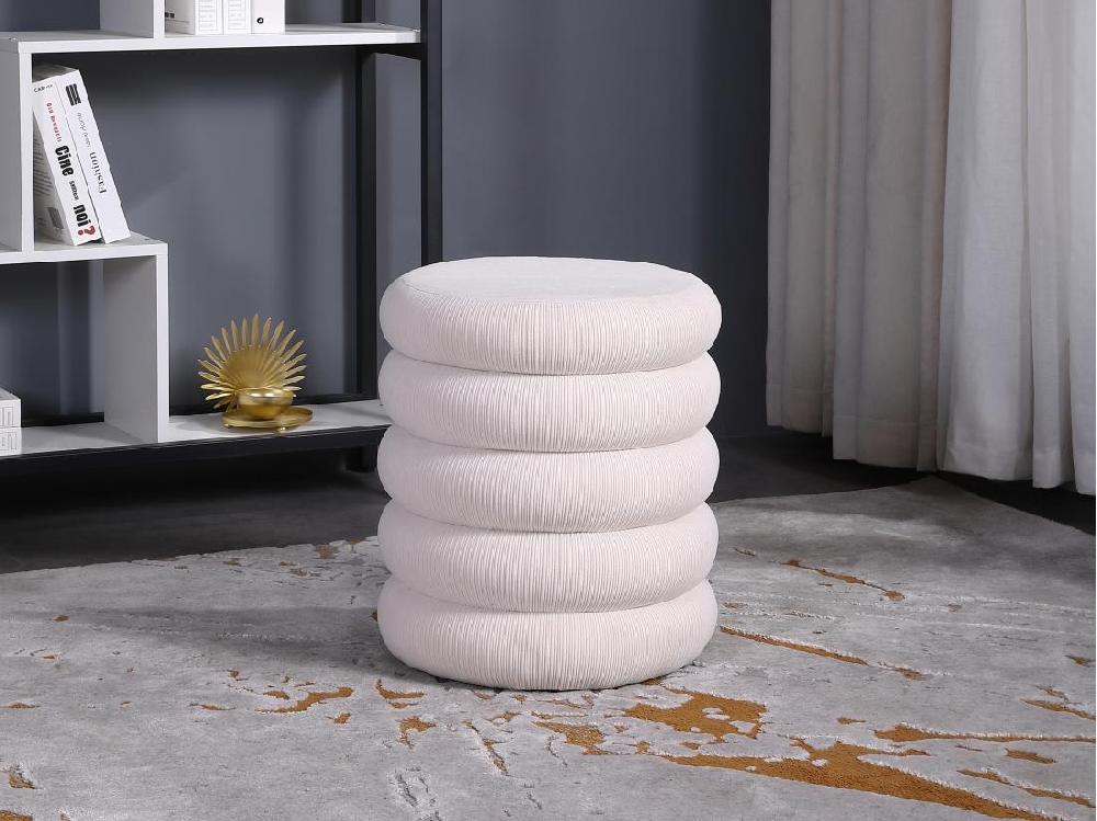 vente unique Pouf en velours côtelé crème ECAMBI