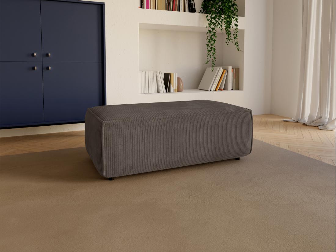 vente unique Pouf en velours côtelé marron AMELIA