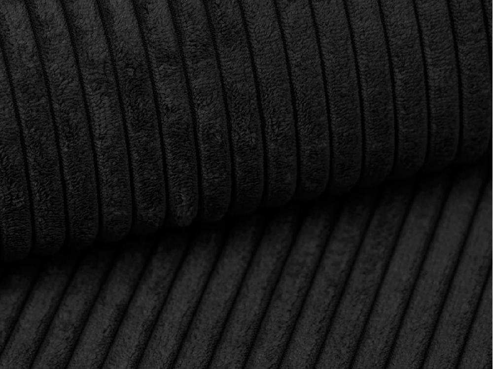 Vente Unique Pouf En Velours Côtelé Noir AMELIA