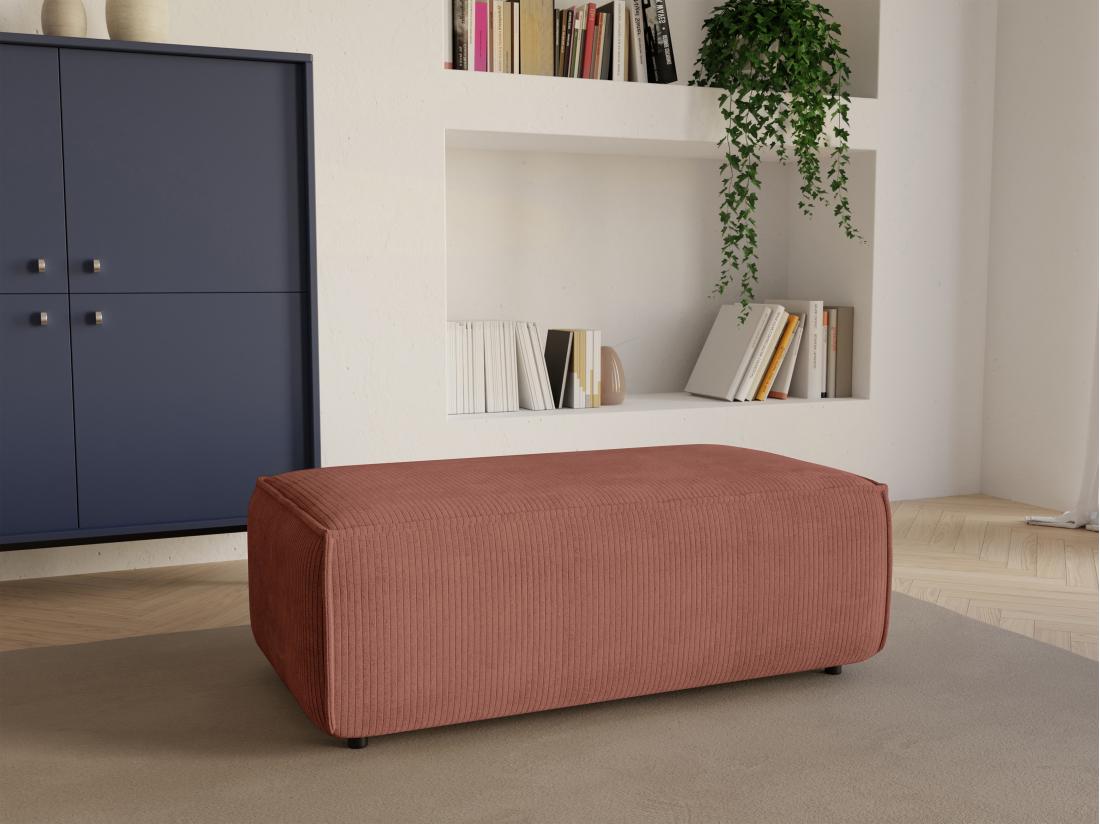 vente unique Pouf en velours côtelé rose AMELIA