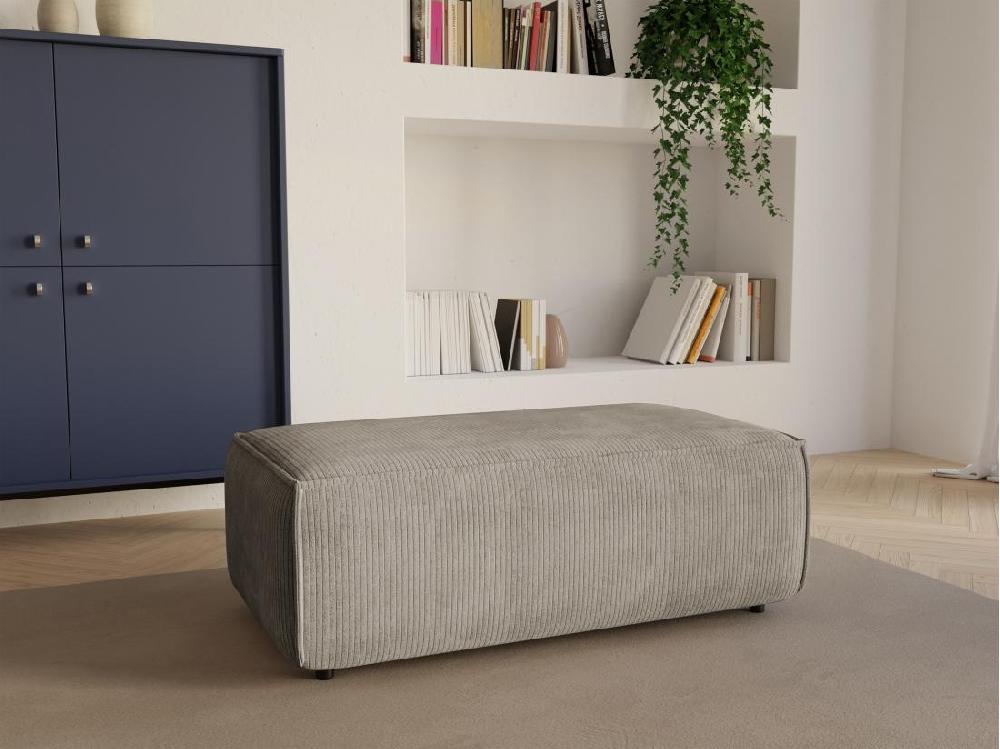 vente unique Pouf en velours côtelé taupe AMELIA