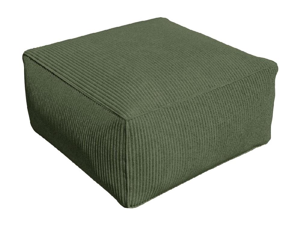 Vente Unique Pouf En Velours Côtelé Vert NOUMARA