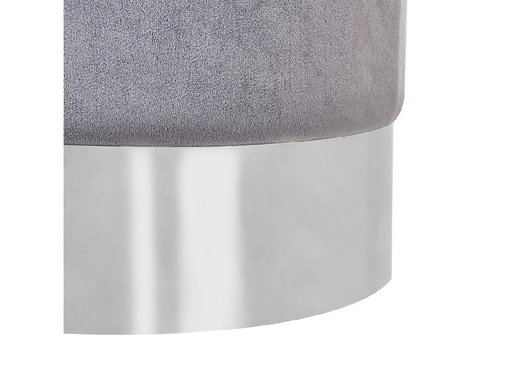 Vente Unique Pouf En Velours Gris ⌀ 36 Cm BRIGITTE