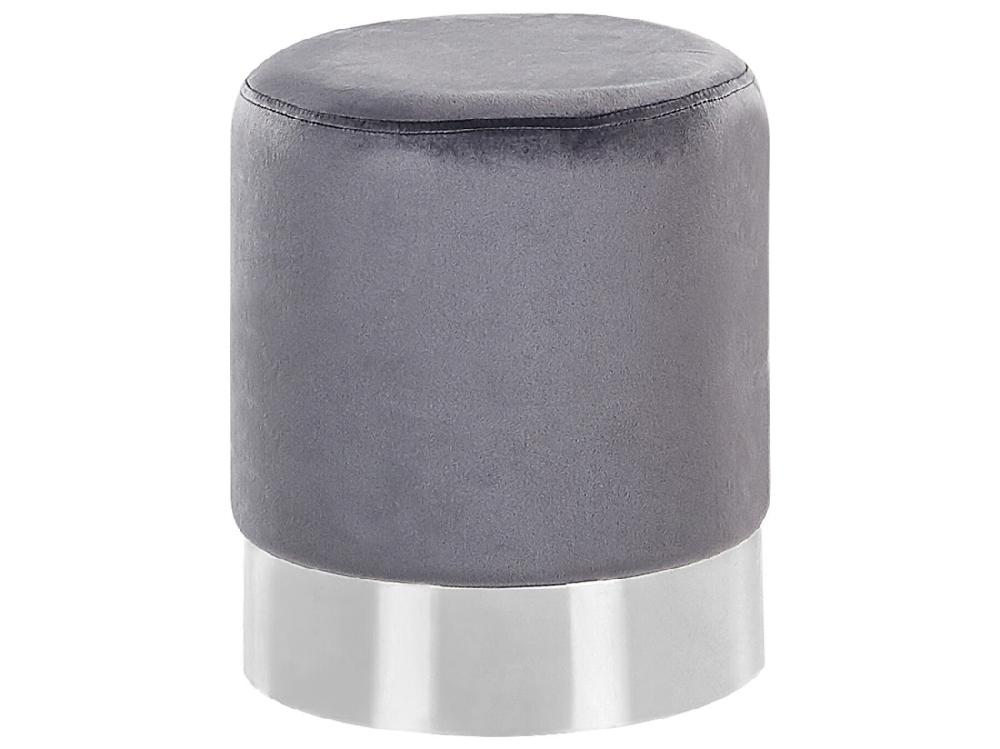 Vente Unique Pouf En Velours Gris ⌀ 36 Cm BRIGITTE