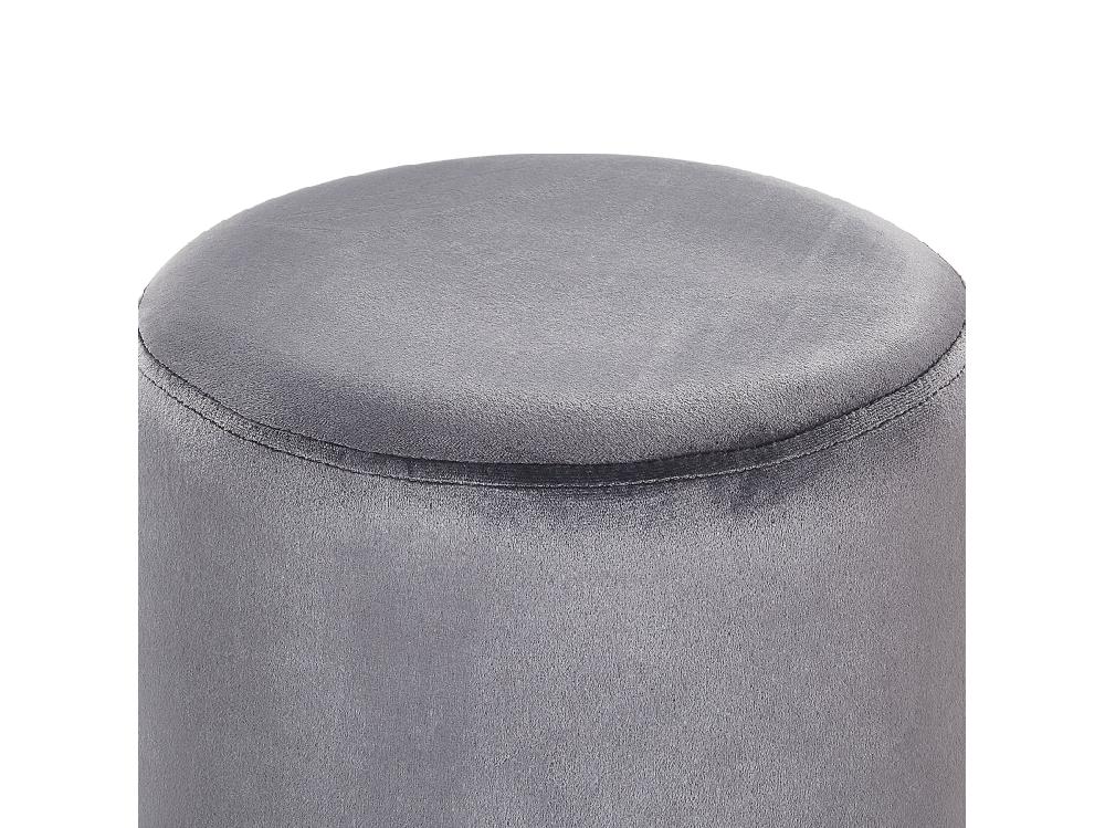 vente unique Pouf en velours gris ⌀ 36 cm BRIGITTE