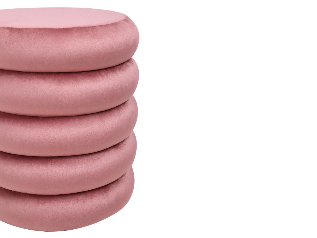 Vente Unique Pouf En Velours Rose ECAMBI