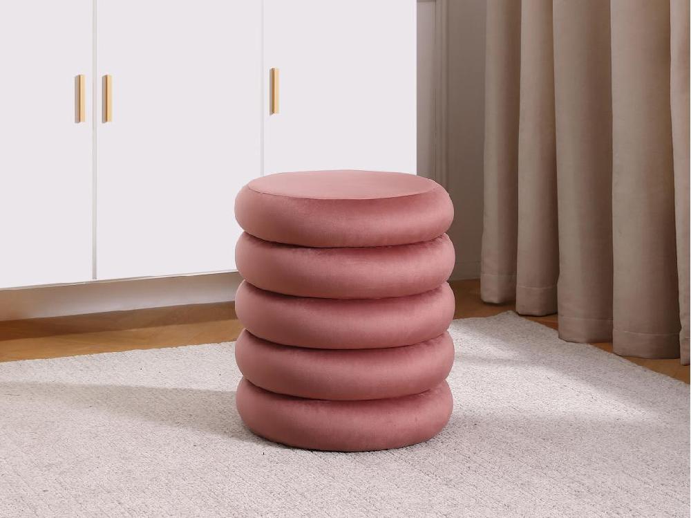 vente unique Pouf en velours rose ECAMBI