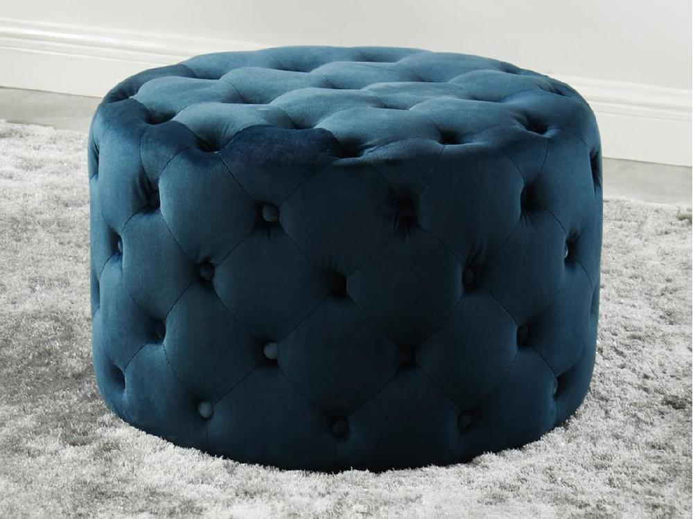 Vente Unique Pouf FOURCA En Velours - Bleu Nuit