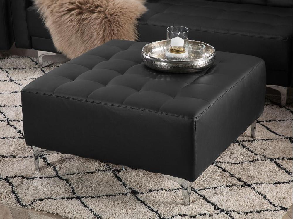 Vente Unique Pouf Ottoman En Cuir PU Noir ABERDEEN