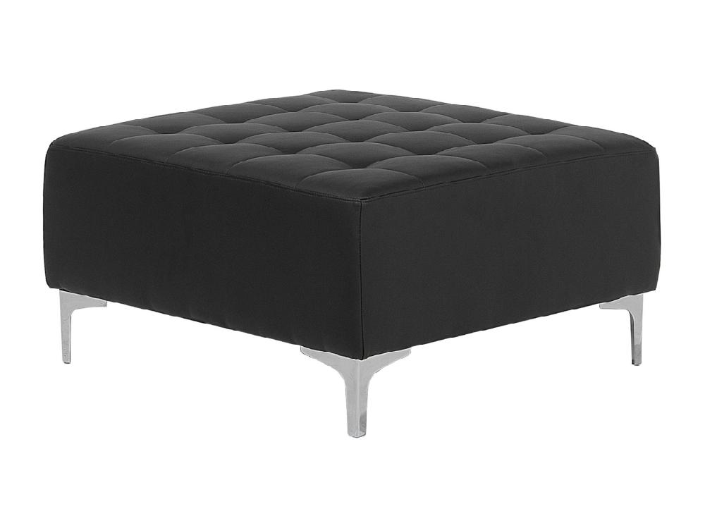 vente unique Pouf Ottoman en cuir PU noir ABERDEEN