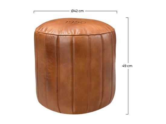 Vente Unique Pouf Rond En Cuir Marron D42 Cm - Bally