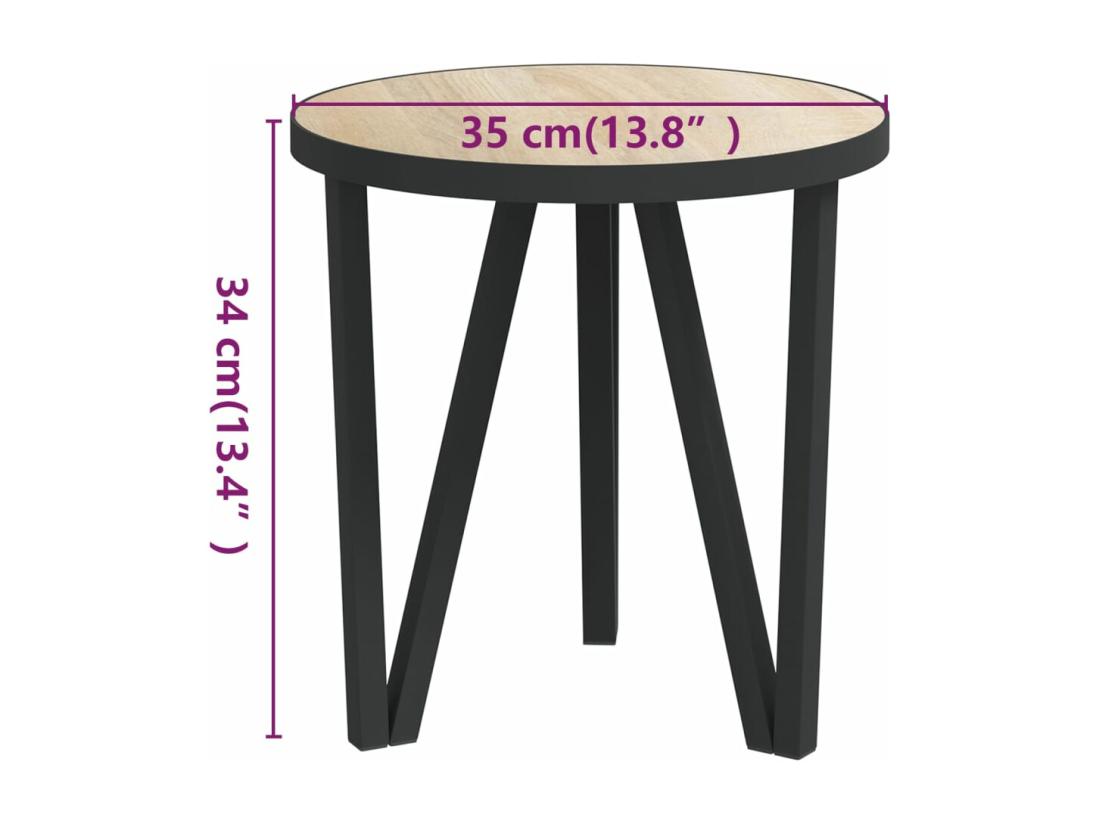 Vente Unique Table à Thé Chêne Sonoma Ø35 Cm MDF