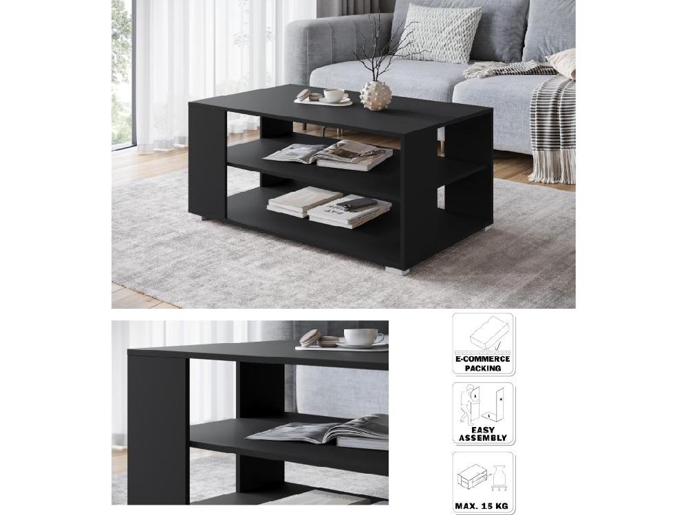 Vente Unique Table Basse Pour Salon Noir Mat