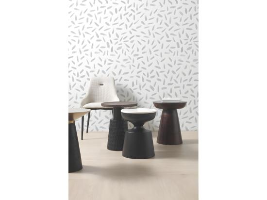 vente unique Table d'appoint en bois couleur noyer