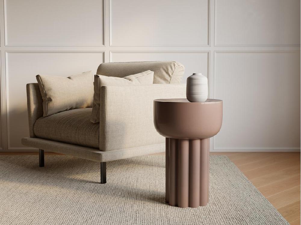 vente unique Table d'appoint en métal - Beige - NILARA