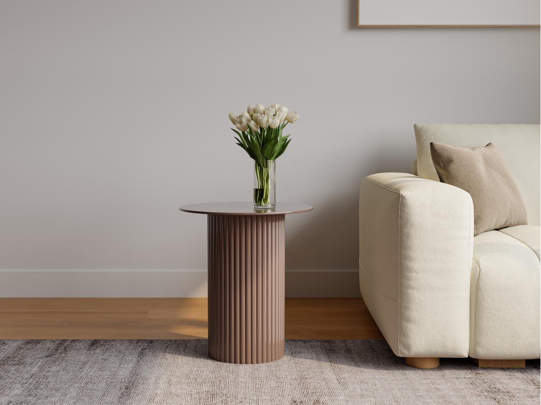 vente unique Table d'appoint en métal - Beige - SUADA