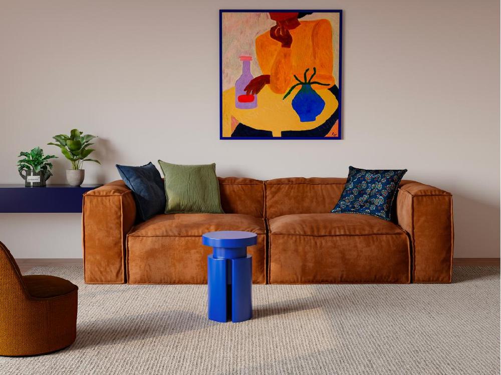 vente unique Table d'appoint en métal - Bleu - RIDALIA