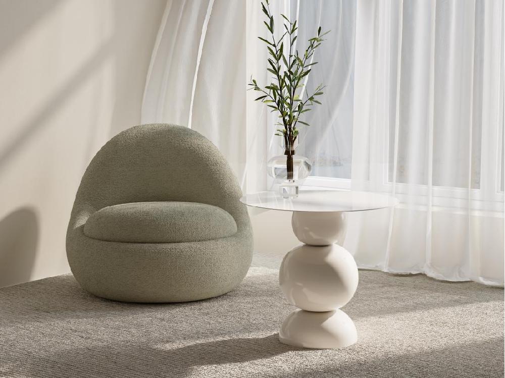 vente unique Table d'appoint en métal - Crème - JESINA