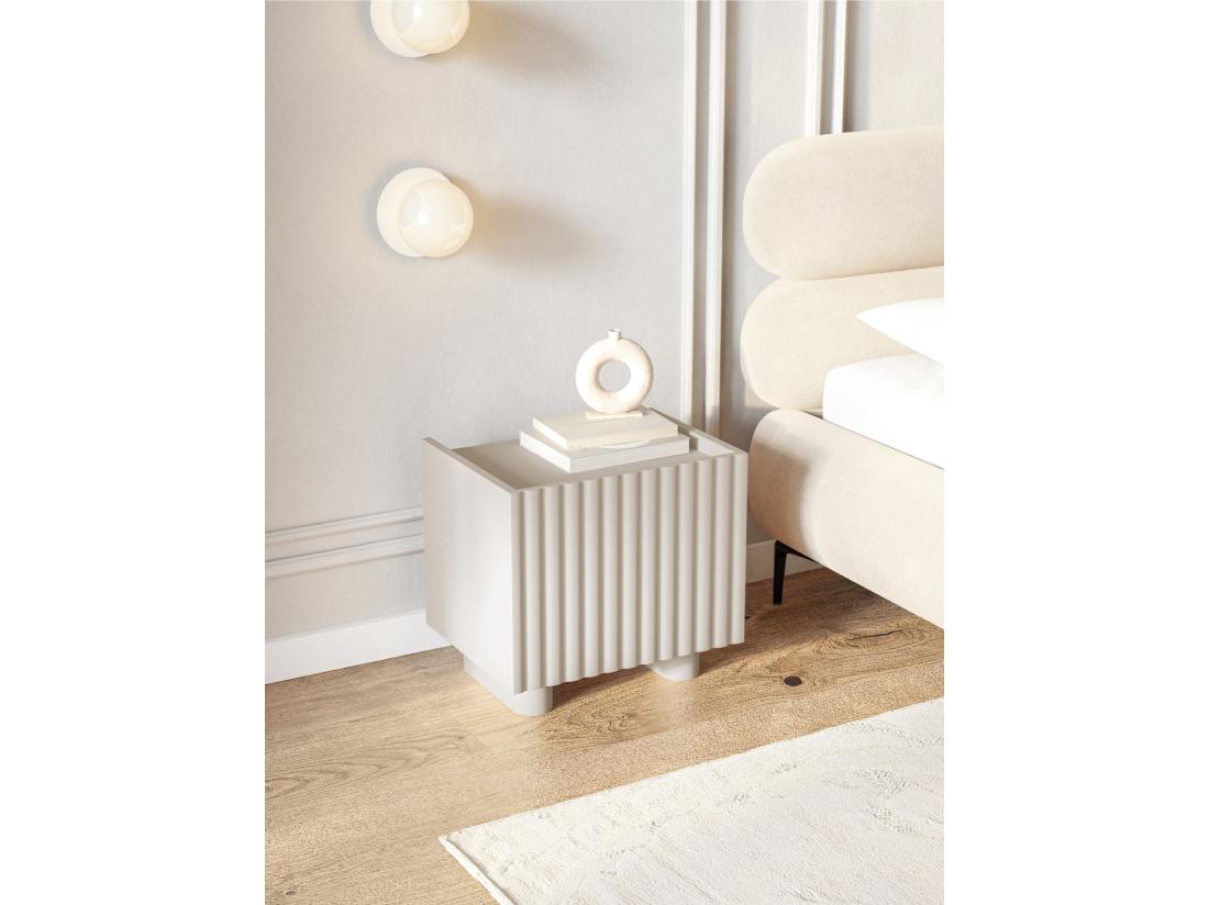 Vente Unique Table De Chevet - 48 Cm - Grège - FIORRA