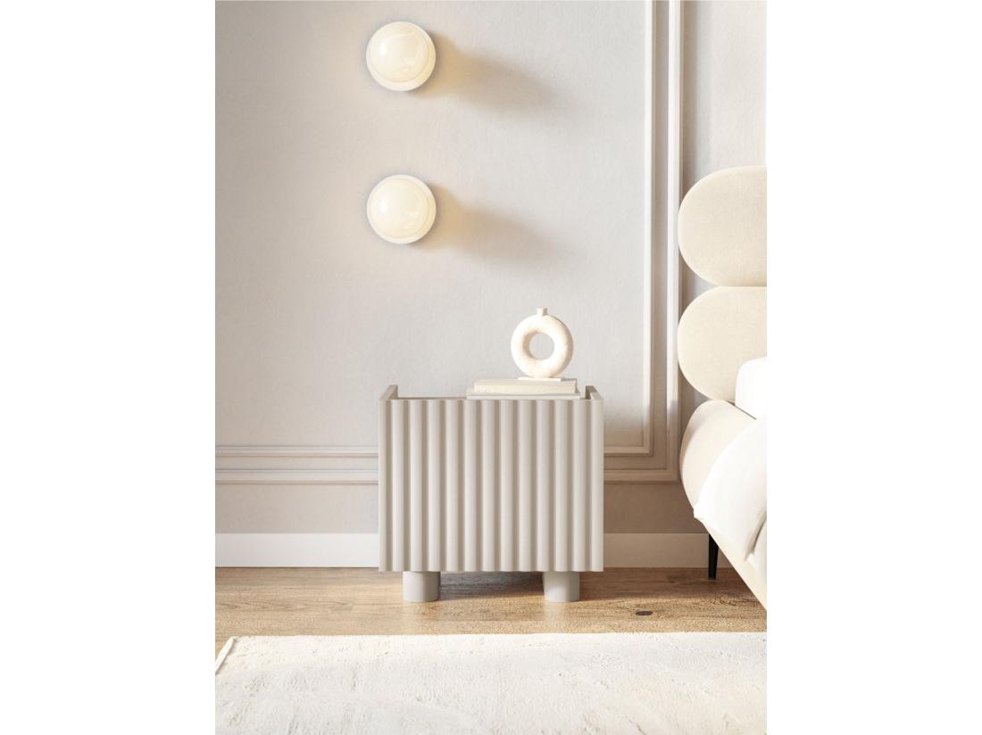 Vente Unique Table De Chevet - 48 Cm - Grège - FIORRA