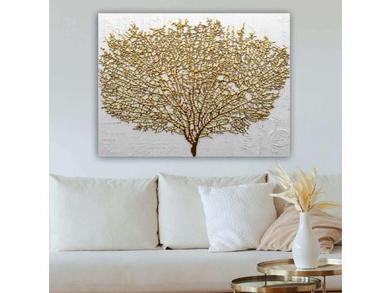 Vente Unique Tableau Arbre Doré 70 X 100 Cm
