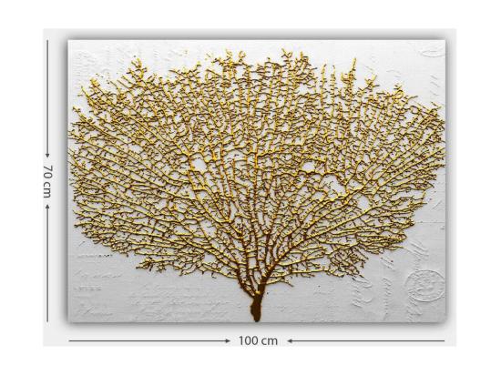 Vente Unique Tableau Arbre Doré 70 X 100 Cm