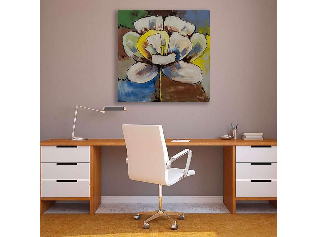 Vente Unique Tableau Grande Fleur - 90 X 90 Cm