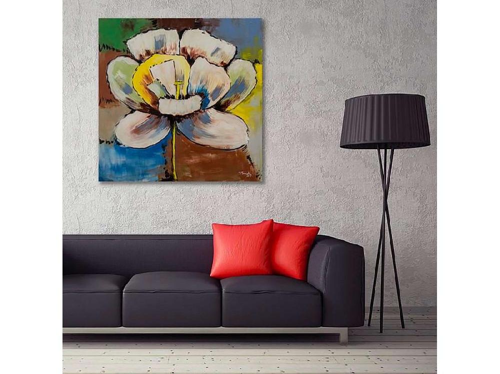Vente Unique Tableau Grande Fleur - 90 X 90 Cm