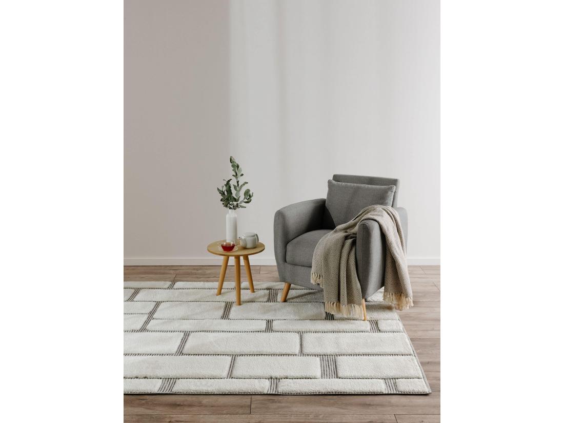 Vente Unique Tapis Elvy Crème/Gris 120x170 Cm
