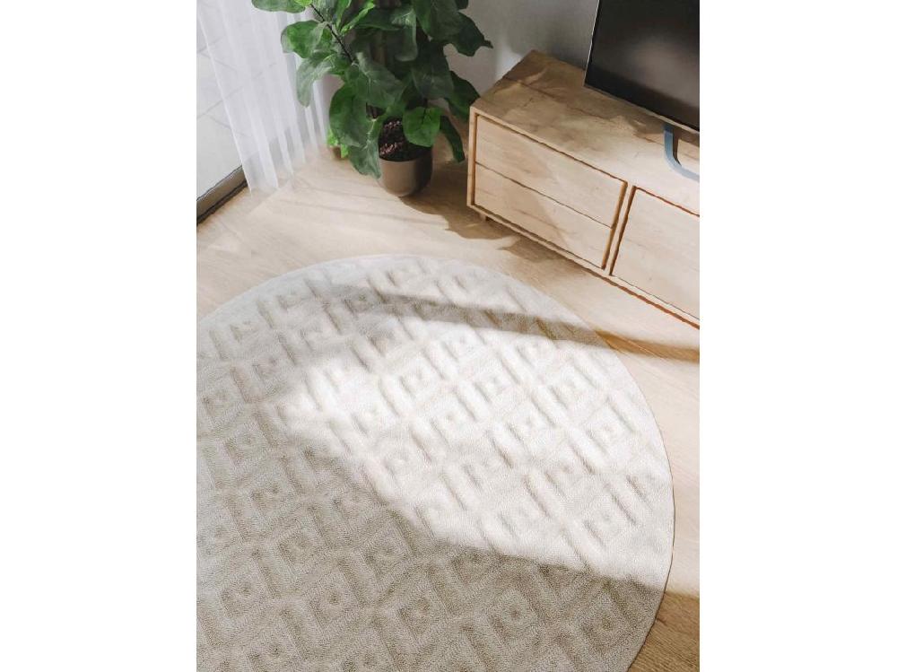 Vente Unique Tapis Leo Crème ø 200 Cm Rond