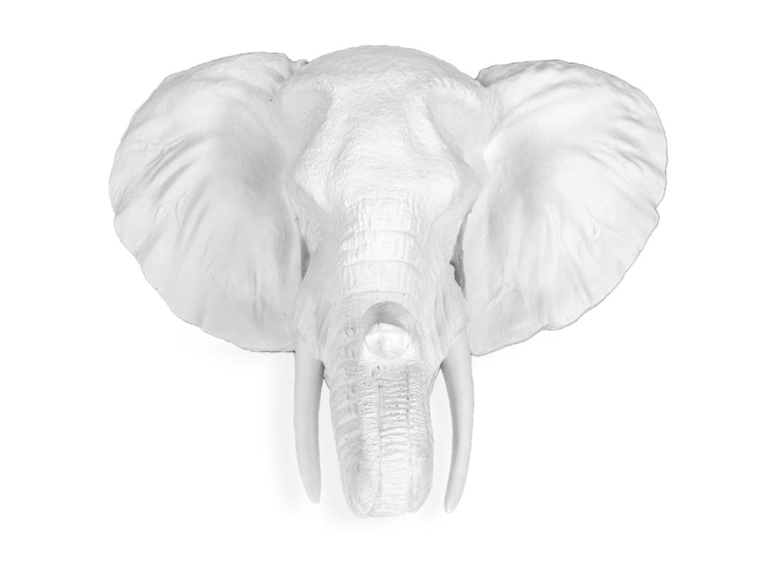 vente unique Tête d'éléphant – Résine Blanc