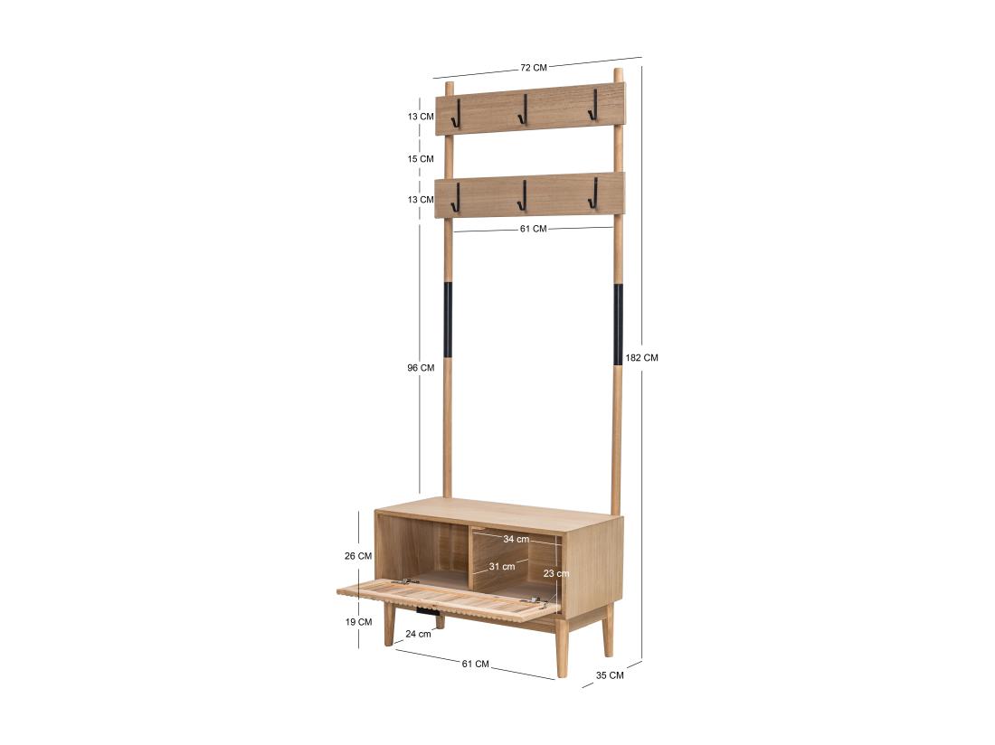 Vente Unique Vestiaire D'entrée En Bois Massif