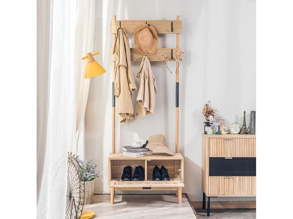 Vente Unique Vestiaire D'entrée En Bois Massif