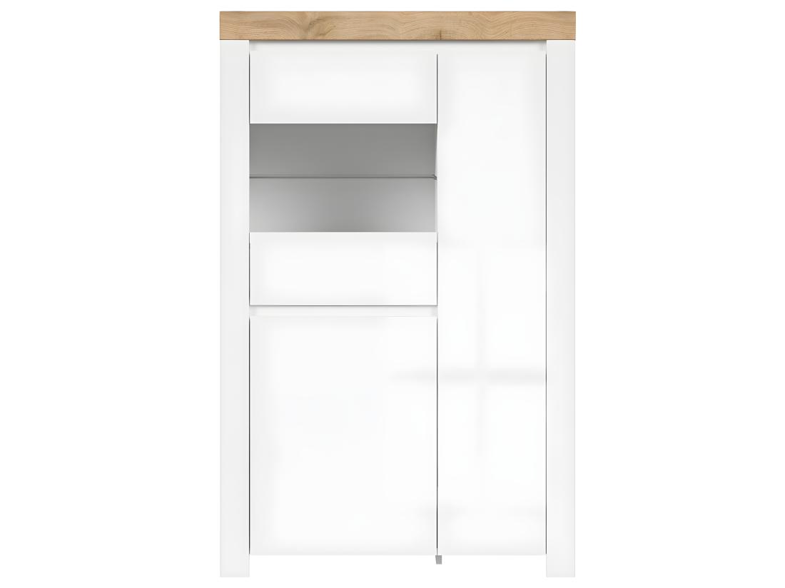 Vente Unique Vitrine 3 Portes Hella Blanc Et Bois