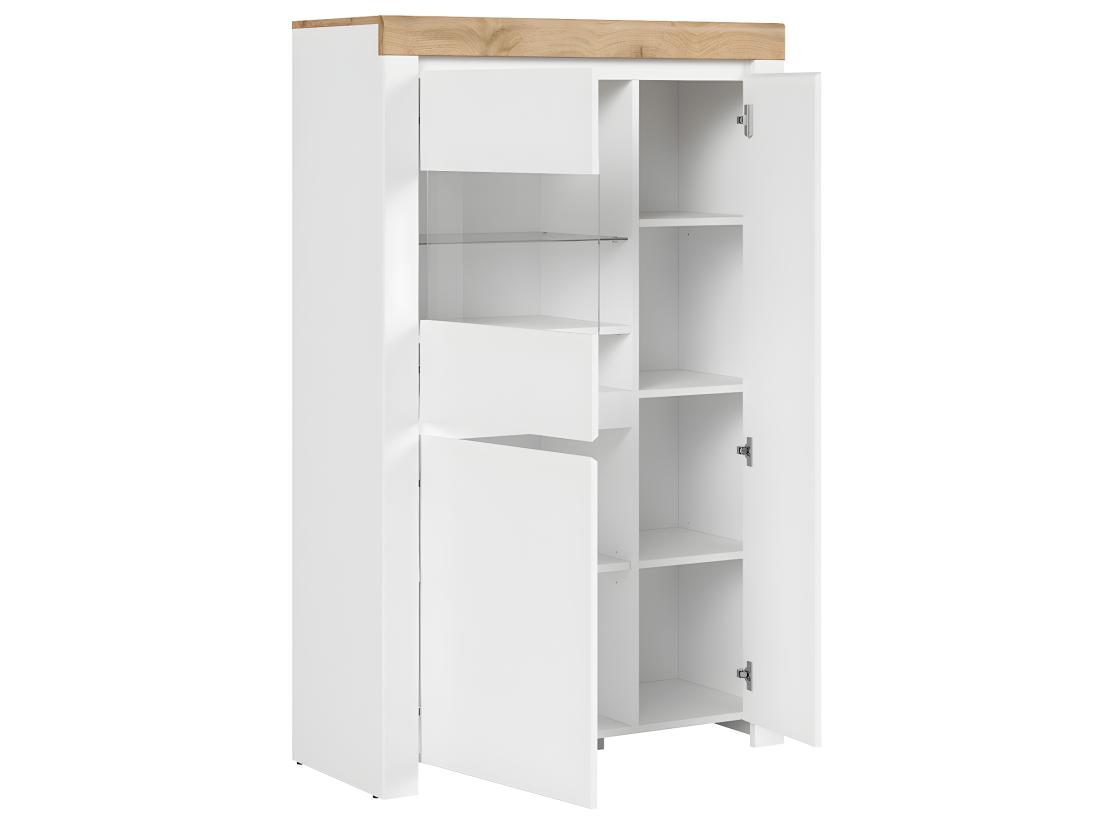 Vente Unique Vitrine 3 Portes Hella Blanc Et Bois