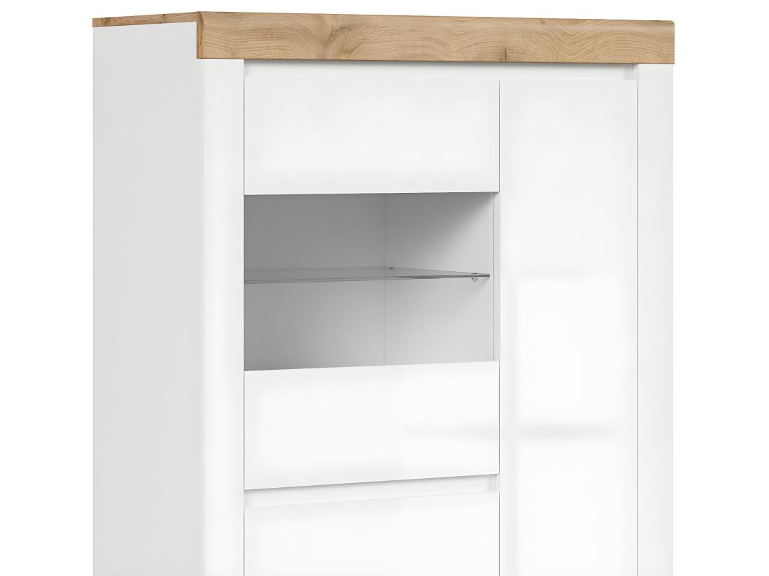 Vente Unique Vitrine 3 Portes Hella Blanc Et Bois