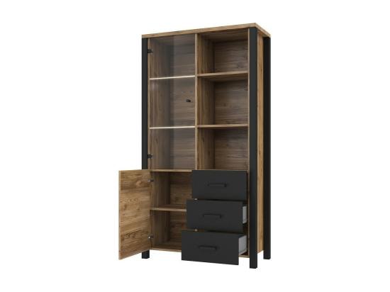 Vente Unique Vitrine Large DARWIN – Épicéa Et Noir