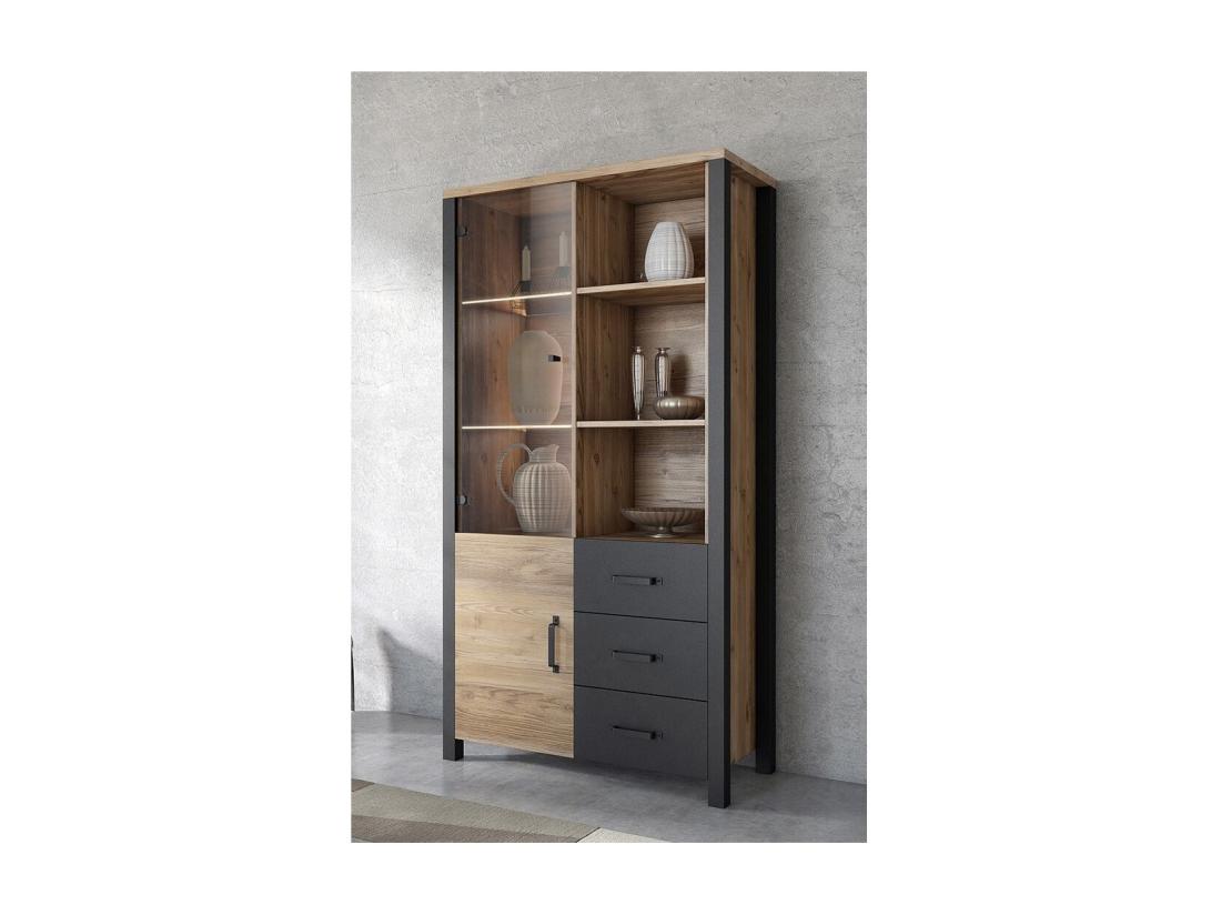 Vente Unique Vitrine Large DARWIN – Épicéa Et Noir