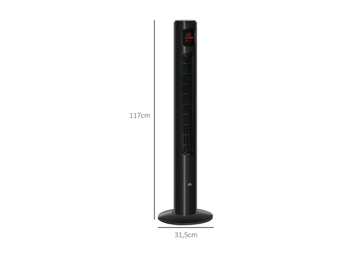 Vente Unique Ventilateur Colonne Tour Oscillant 45 W Silencieux Télécommande Timer 3 Modes 3 Vitesses Noir
