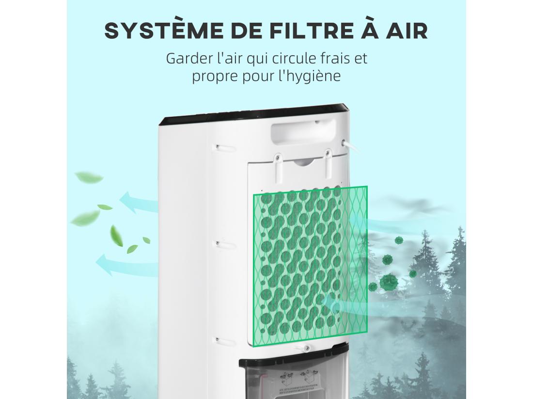 Vente Unique Ventilateur Rafraichisseur Humidificateur 3 En 1 - Roulettes Télécommande - Silencieux Oscillant 65W - Réservoir 3 5L - Blanc Noir