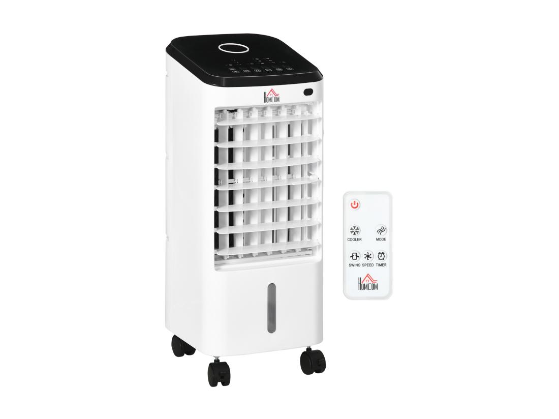 Vente Unique Ventilateur Rafraichisseur Humidificateur 3 En 1 - Roulettes Télécommande - Silencieux Oscillant 65W - Réservoir 3 5L - Blanc Noir
