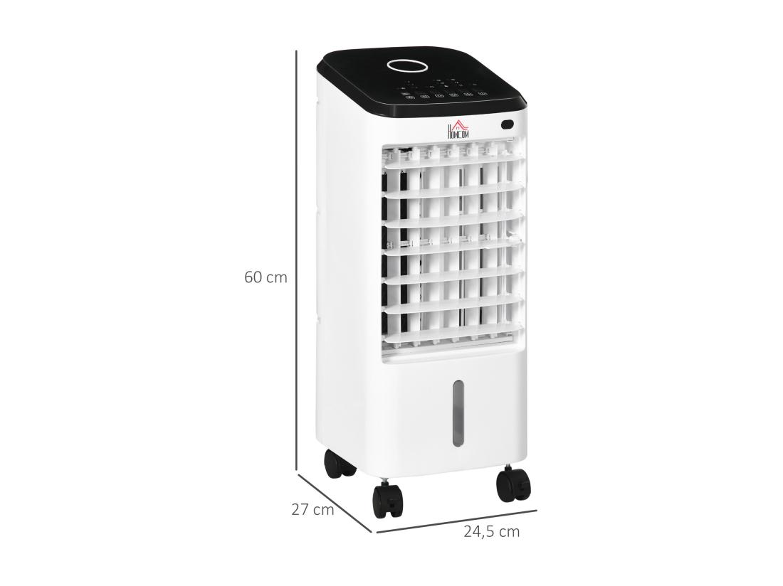 vente unique Ventilateur rafraichisseur humidificateur 3 en 1 - roulettes télécommande - silencieux oscillant 65W - réservoir 3 5L - blanc noir