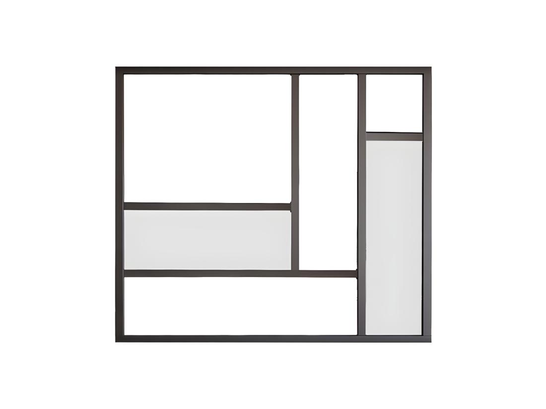 Vente Unique Verrière Atelier Design En Aluminium Thermolaqué Avec Miroirs 150x130 Cm - Noir - ELEXIA