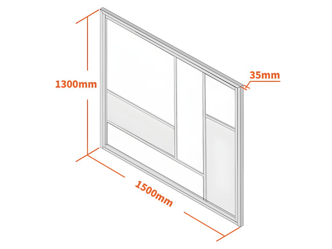Vente Unique Verrière Atelier Design En Aluminium Thermolaqué Avec Miroirs 150x130 Cm - Noir - ELEXIA