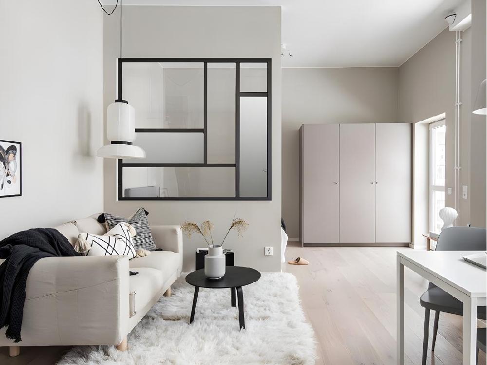 vente unique Verrière atelier design en aluminium thermolaqué avec miroirs 150x130 cm - Noir - ELEXIA