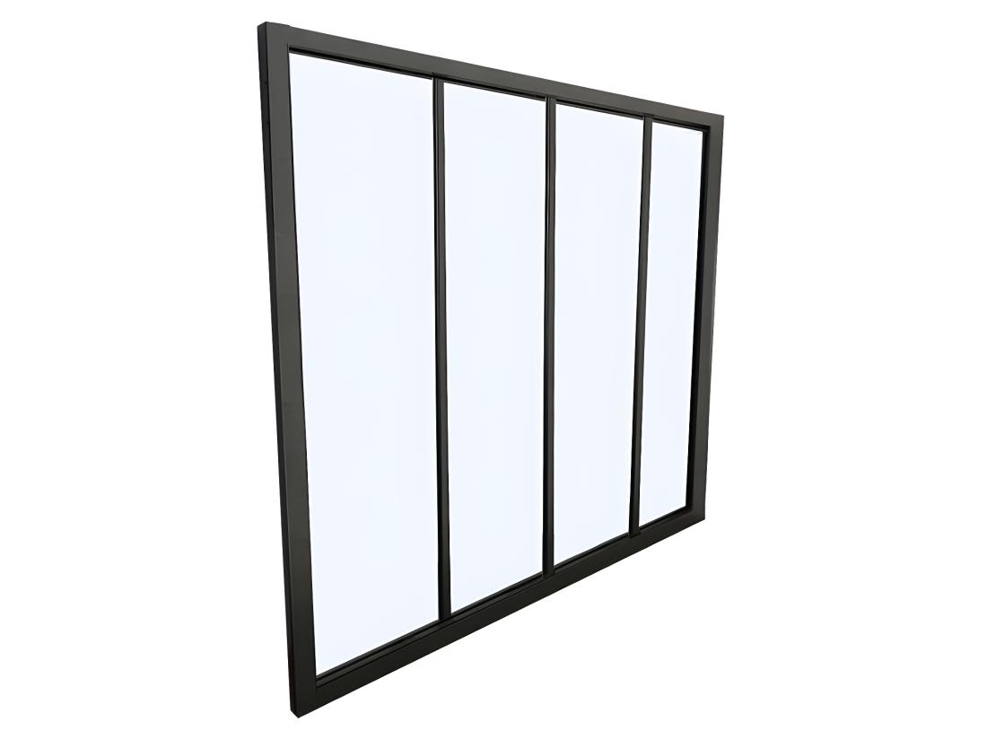 Vente Unique Verrière Atelier En Aluminium Thermolaqué - 120x105 Cm - Noir - BAYVIEW