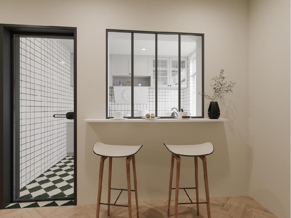 vente unique Verrière atelier en aluminium thermolaqué - 120x105 cm - Noir - BAYVIEW